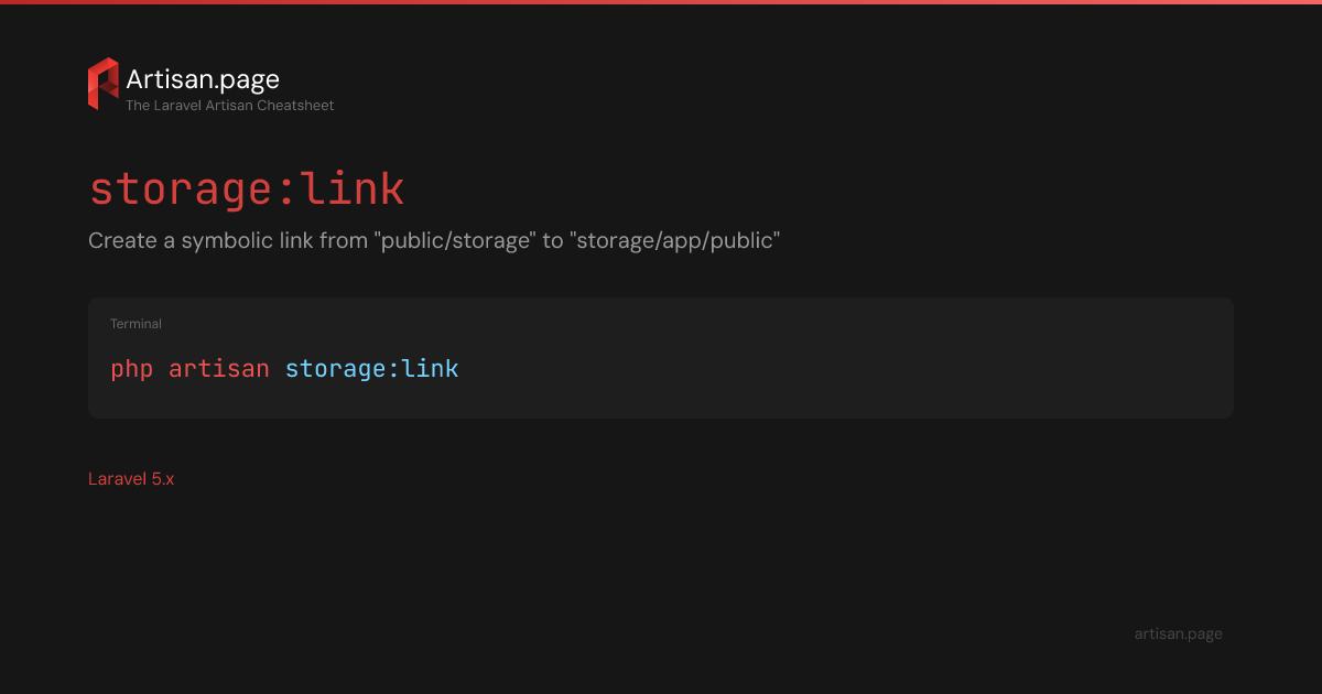 php artisan storage:link — Laravel 5.x